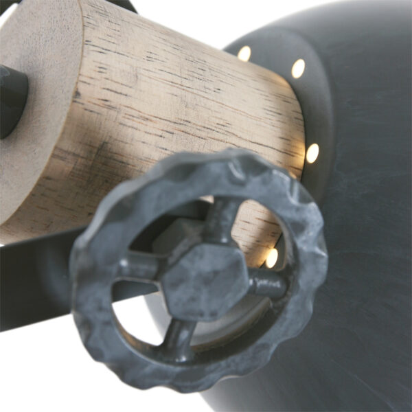 Houten vloerlamp met grijze kapjes Mexlite Gearwood - Image 3