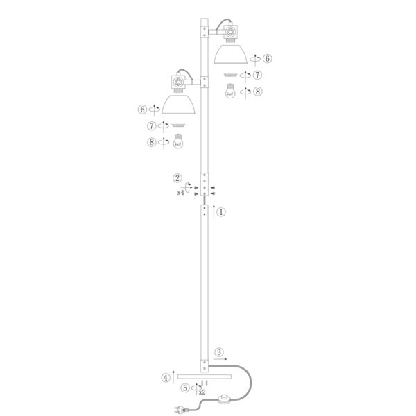 Houten vloerlamp met grijze kapjes Mexlite Gearwood - Image 8