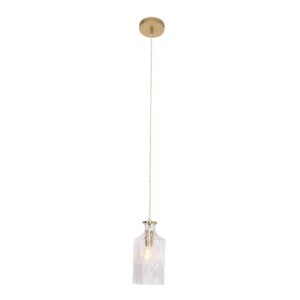 Mexlite Grazio glass hanglamp – ø 10 cm – In hoogte verstelbaar – E14 (kleine fitting) – Messing