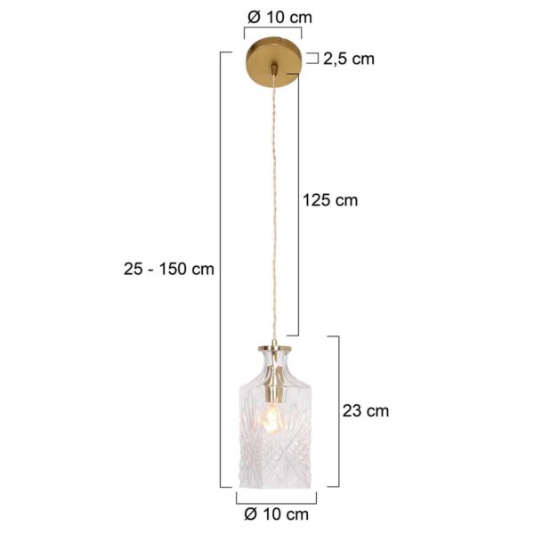 Hanglamp messing/glas flesvormige kap Mexlite Grazio glass - Image 6
