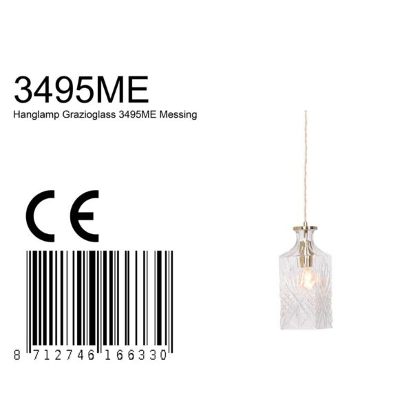 Hanglamp messing/glas flesvormige kap Mexlite Grazio glass - Image 7