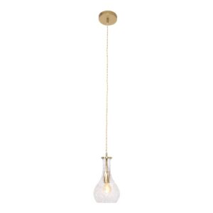 Mexlite Grazio glass hanglamp – ø 14 cm – In hoogte verstelbaar – E14 (kleine fitting) – Messing