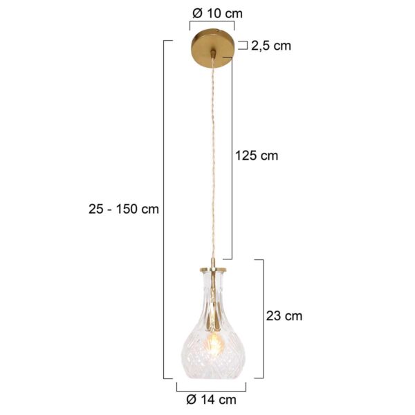 Messing hanglamp flesvormige glaskap Mexlite Grazio glass - Image 6