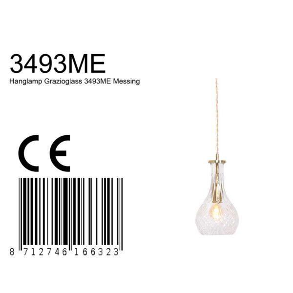 Messing hanglamp flesvormige glaskap Mexlite Grazio glass - Image 7