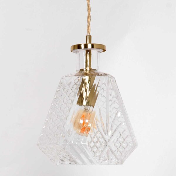 Trendy messing hanglamp glazen flesvorm Mexlite Grazio glass - Image 3