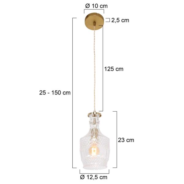 Flesvormige glas/metalen hanglamp messing Mexlite Grazio glass - Image 6