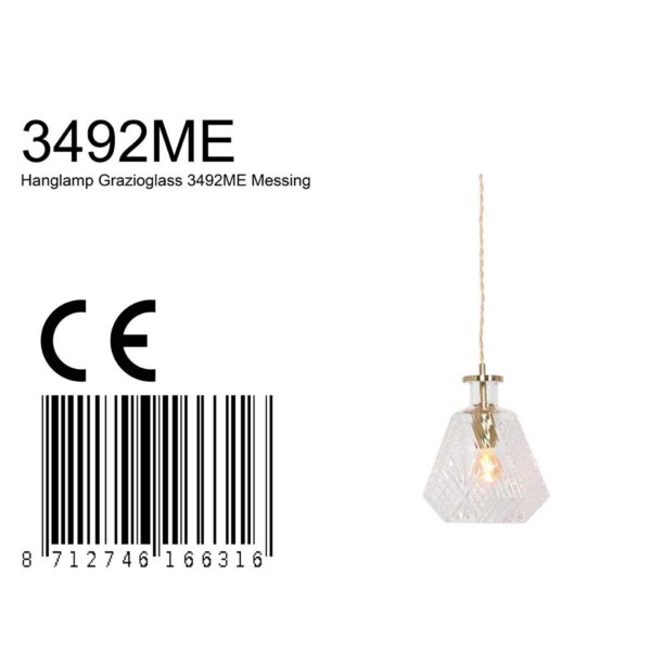 Trendy messing hanglamp glazen flesvorm Mexlite Grazio glass - Image 7