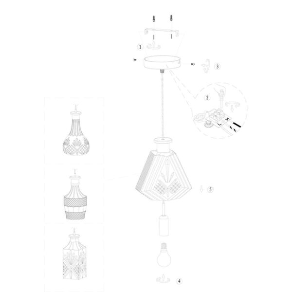 Flesvormige glas/metalen hanglamp messing Mexlite Grazio glass - Image 8