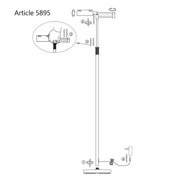 Moderne stalen vloerlamp verstelbare knikarm Mexlite Karl - Image 8
