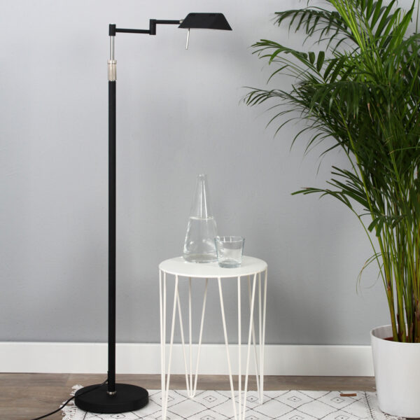 Trendy vloerlamp zwart metaal knikarm Mexlite Karl - Image 2