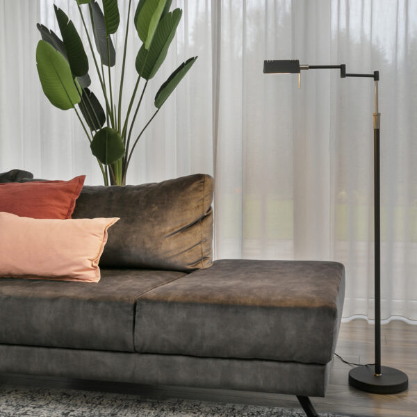 Trendy vloerlamp zwart metaal knikarm Mexlite Karl - Image 3