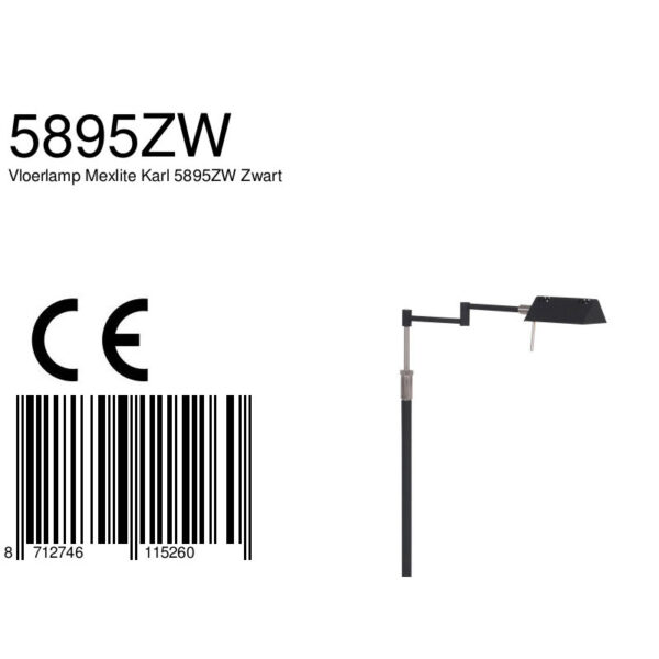 Trendy vloerlamp zwart metaal knikarm Mexlite Karl - Image 8