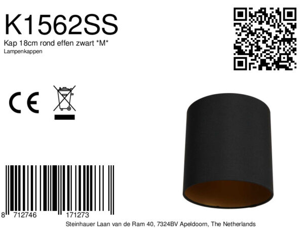 Zwarte cilindervormige lampenkap modern Mexlite  - Ø 18 cm - Image 5