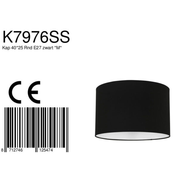 Moderne zwarte lampenkap stof Mexlite  - Ø 40 cm - Image 6