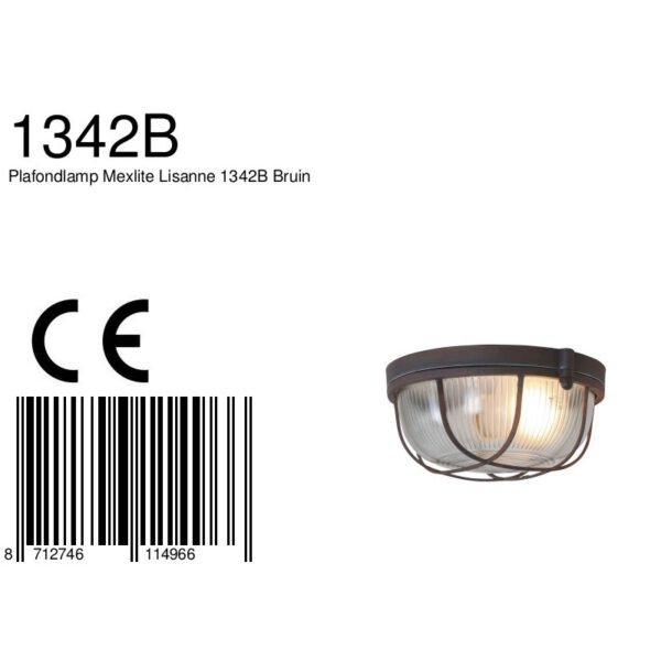 Industriële bruine metalen plafonnière glas Mexlite Lisanne - Image 6