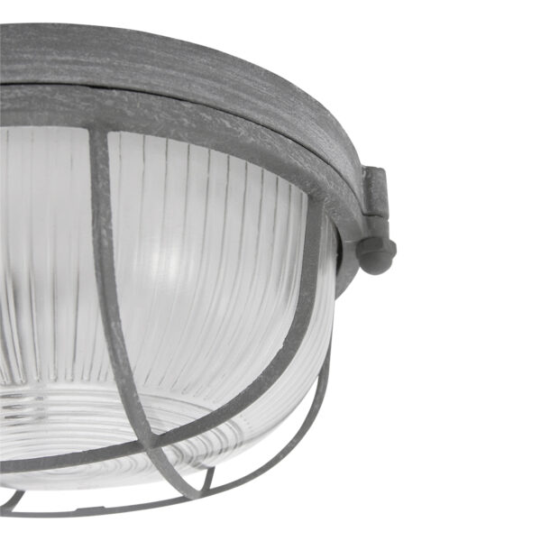 Industriële metalen glazen plafonnière grijs Mexlite Lisanne - Image 3