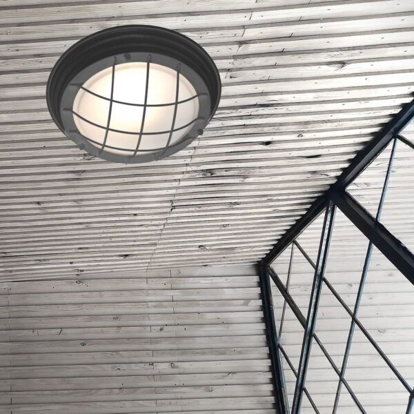 Industriële zwarte metalen glazen plafonnière Mexlite Lisanne - Image 2