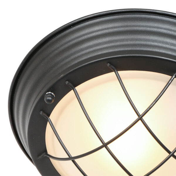 Industriële zwarte metalen glazen plafonnière Mexlite Lisanne - Image 3