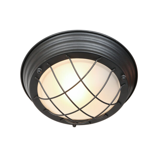 Industriële zwarte metalen glazen plafonnière Mexlite Lisanne - Image 8