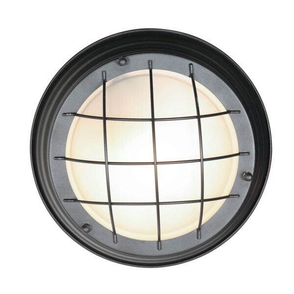 Industriële zwarte metalen glazen plafonnière Mexlite Lisanne - Image 9