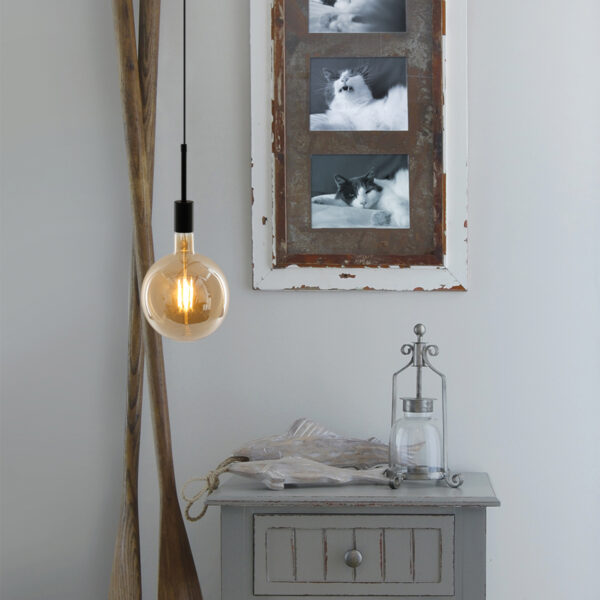 Trendy zwarte metalen hanglamp Mexlite Minimalics - Image 2