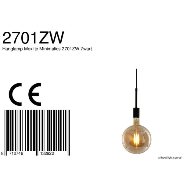 Trendy zwarte metalen hanglamp Mexlite Minimalics - Image 7