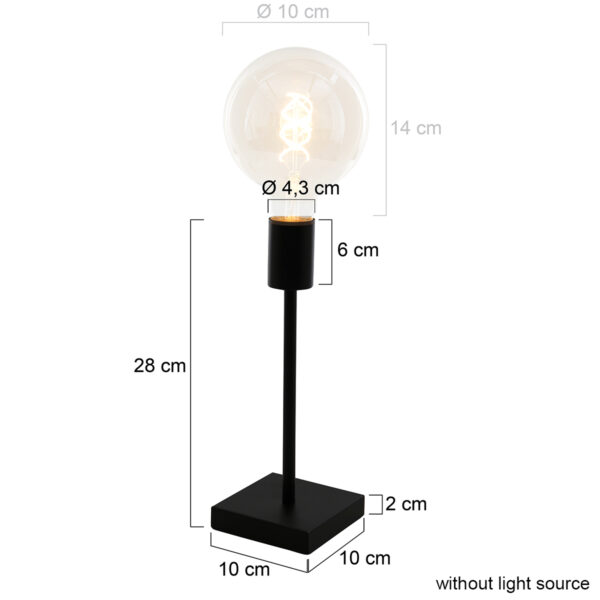 Mexlite Minimalics tafellamp - 23 cm hoog - voet Ø10 cm - mat zwart - Image 7