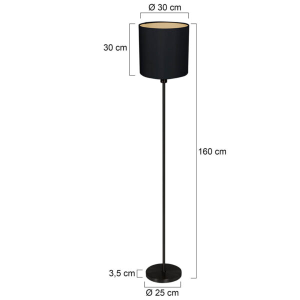 Moderne zwarte linnen metalen vloerlamp Mexlite Noor - Image 6