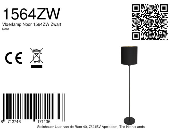 Moderne zwarte linnen metalen vloerlamp Mexlite Noor - Image 7