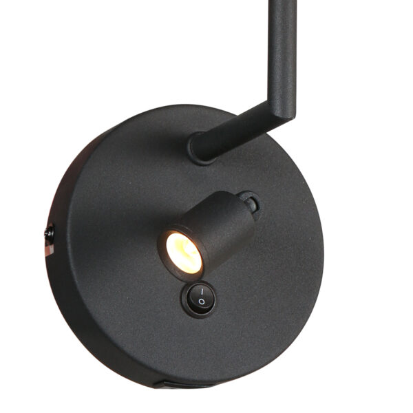 Moderne zwarte wandlamp rond Mexlite Noor - Image 4