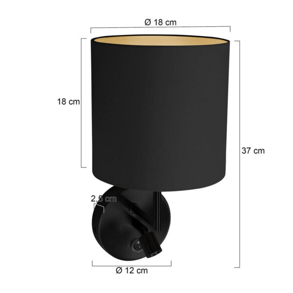 Moderne zwarte wandlamp rond Mexlite Noor - Image 5