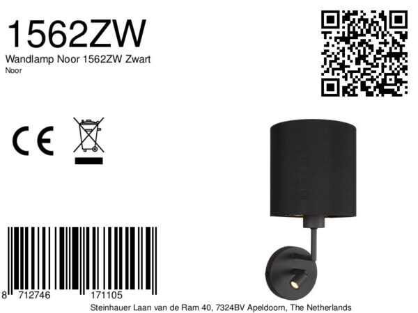 Moderne zwarte wandlamp rond Mexlite Noor - Image 6
