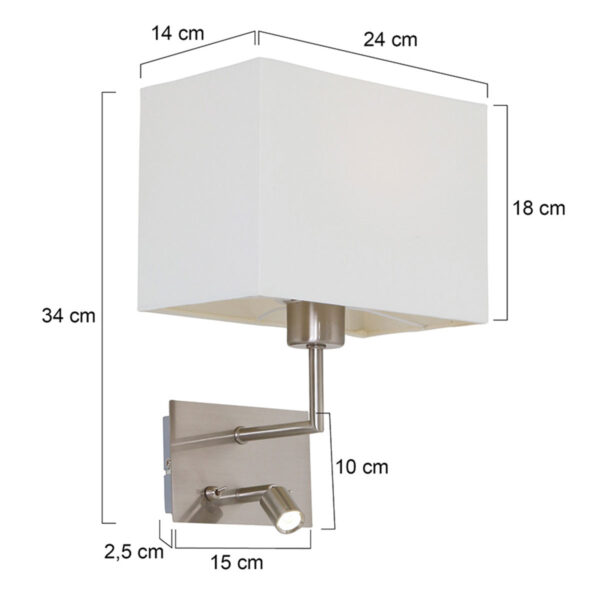 Moderne metalen stalen stoffen wandlamp Mexlite Nouveau - Image 5