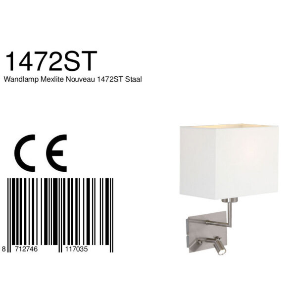 Moderne metalen stalen stoffen wandlamp Mexlite Nouveau - Image 6