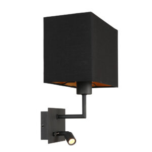 Mexlite Nouveau wandlamp – LED + E27 – Zwart