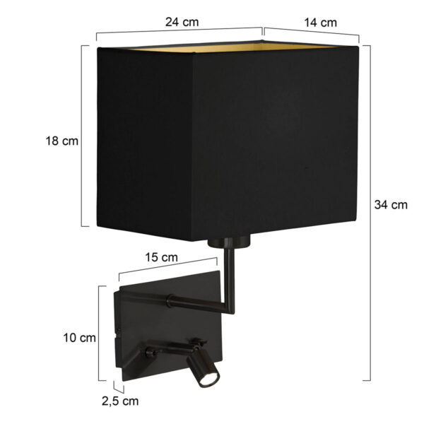 Moderne zwarte wandlamp rechthoek Mexlite Nouveau - Image 7
