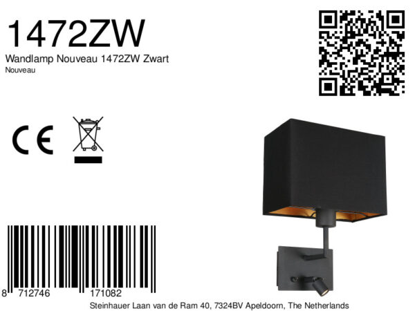 Moderne zwarte wandlamp rechthoek Mexlite Nouveau - Image 8