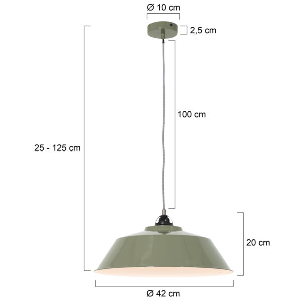 Industriële groene metalen hanglamp Mexlite Nove - Image 7