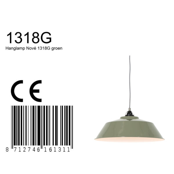 Industriële groene metalen hanglamp Mexlite Nove - Image 8