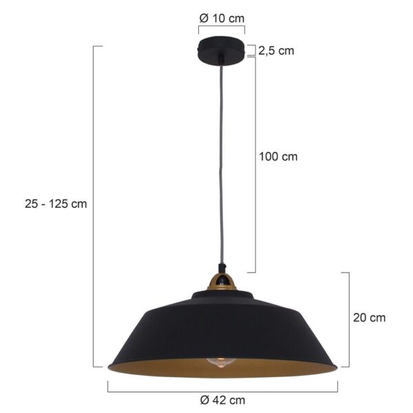 Industriële zwarte metalen hanglamp Mexlite Nove - Image 6