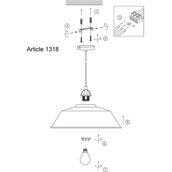 Industriële zwarte metalen hanglamp Mexlite Nove - Image 8