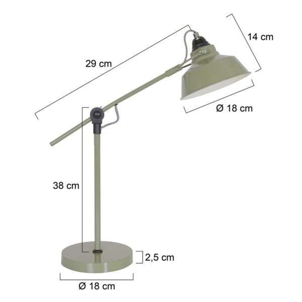 Industriële metalen tafellamp groen Mexlite Nove - Image 6