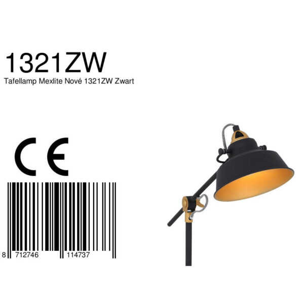 Industriële tafellamp zwart metaal Mexlite Nove - Image 8