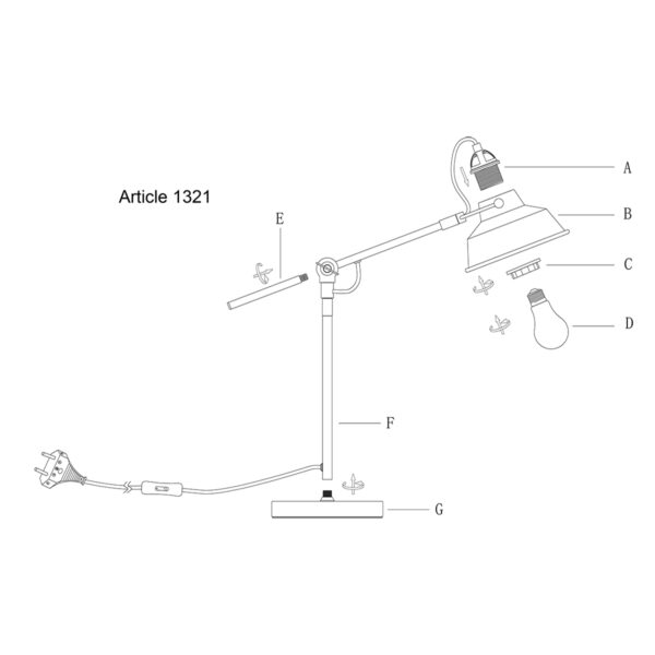 Industriële tafellamp zwart metaal Mexlite Nove - Image 9