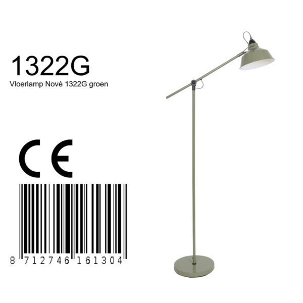 Industriële groene metalen vloerlamp Mexlite Nove - Image 7
