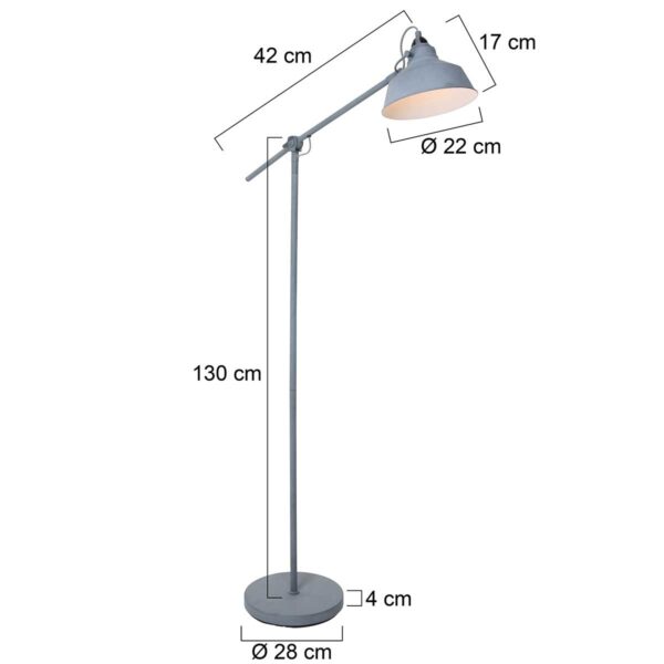 Industriële vloerlamp grijs metaal Mexlite Nove - Image 6