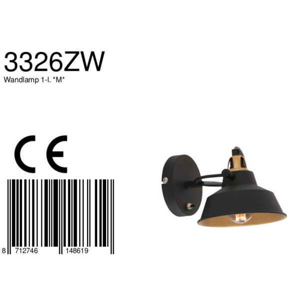 Industriële zwart/gouden wandlamp verstelbaar Mexlite Nove - Image 6