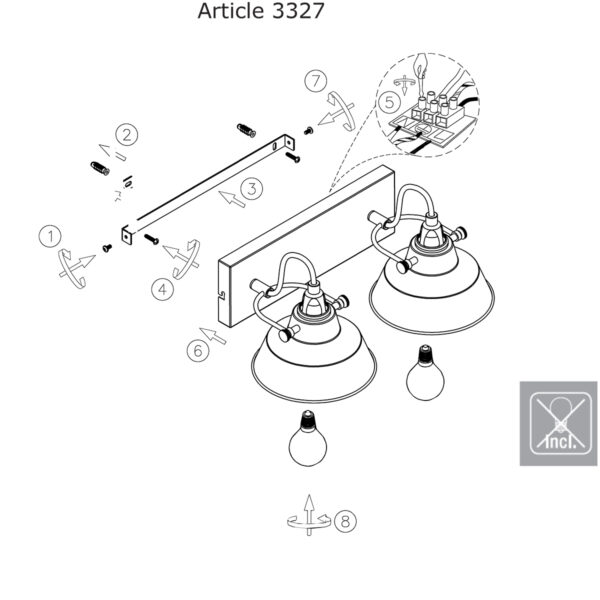 Zwarte industriële tweelichts verstelbare wandlamp Mexlite Nove - Image 7