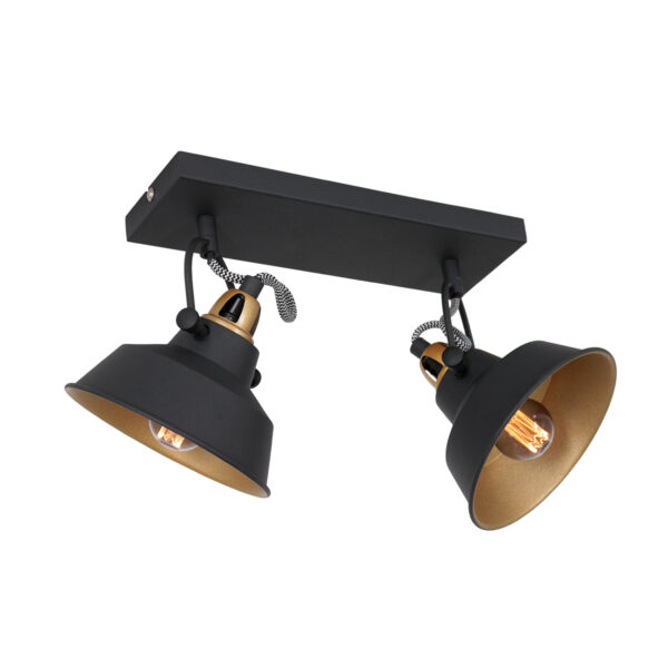 Zwarte industriële tweelichts verstelbare wandlamp Mexlite Nove - Image 8