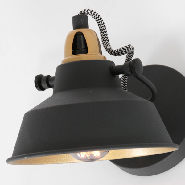 Industriële zwart/gouden wandlamp verstelbaar Mexlite Nove - Image 9